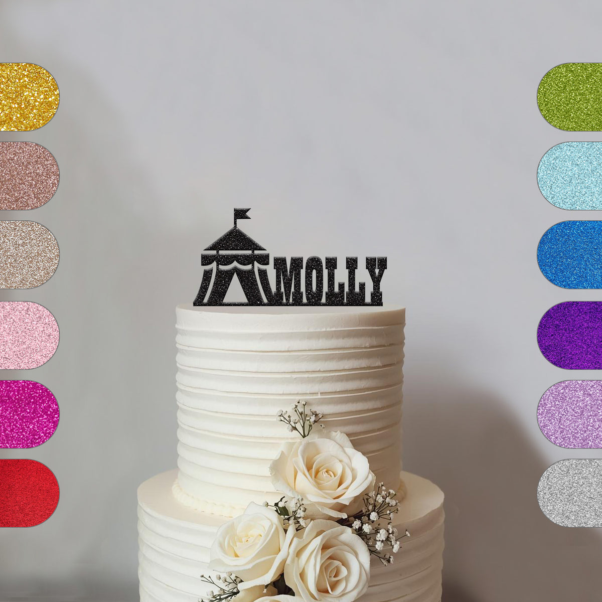 Personalised Circus Tent Cake Topper – Name - hero