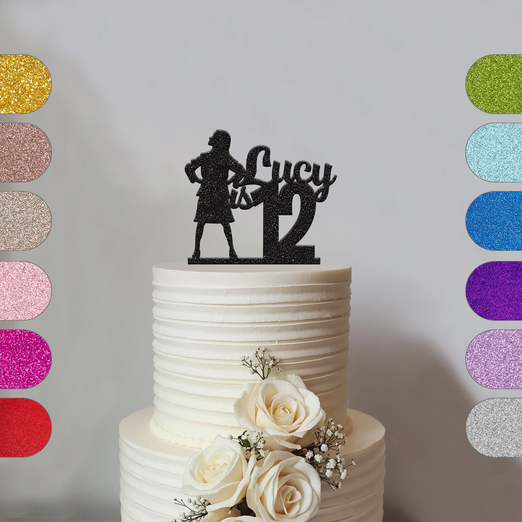 Personalised Standing Girl Silhouette Cake Topper – Name & Age - hero