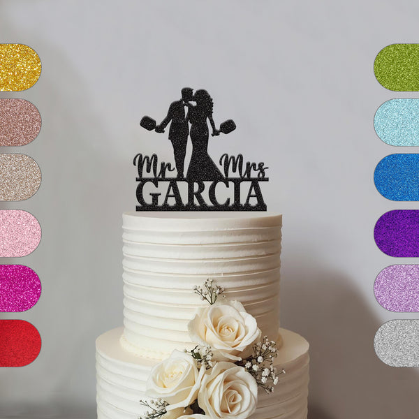 Personalised Table Tennis Couple Wedding Cake Topper – Surname - hero