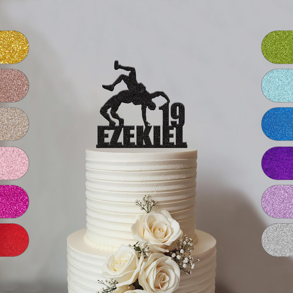 Personalised Wrestling Throw Cake Topper – Name & Age - hero