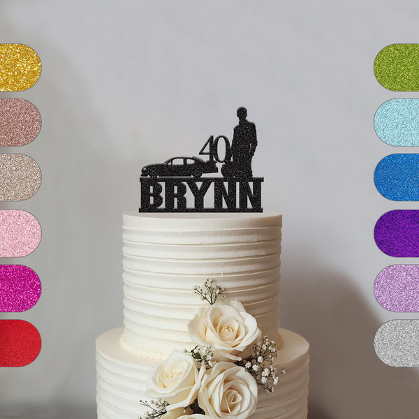 Personalised Racing Car & Driver Cake Topper – Name & Age - hero