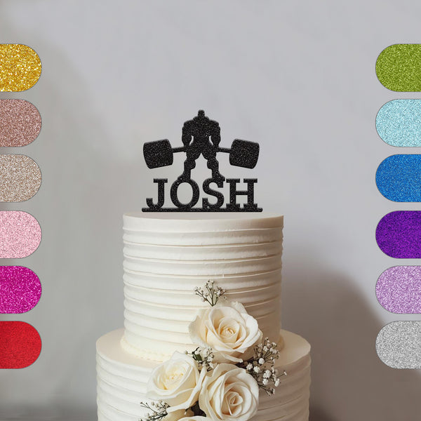 Personalised Bodybuilder & Barbell Cake Topper – Name - hero