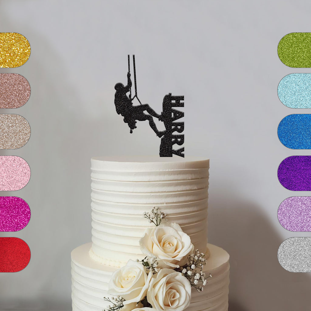 Personalised Rope Climber Vertical Name Cake Topper – Name - hero