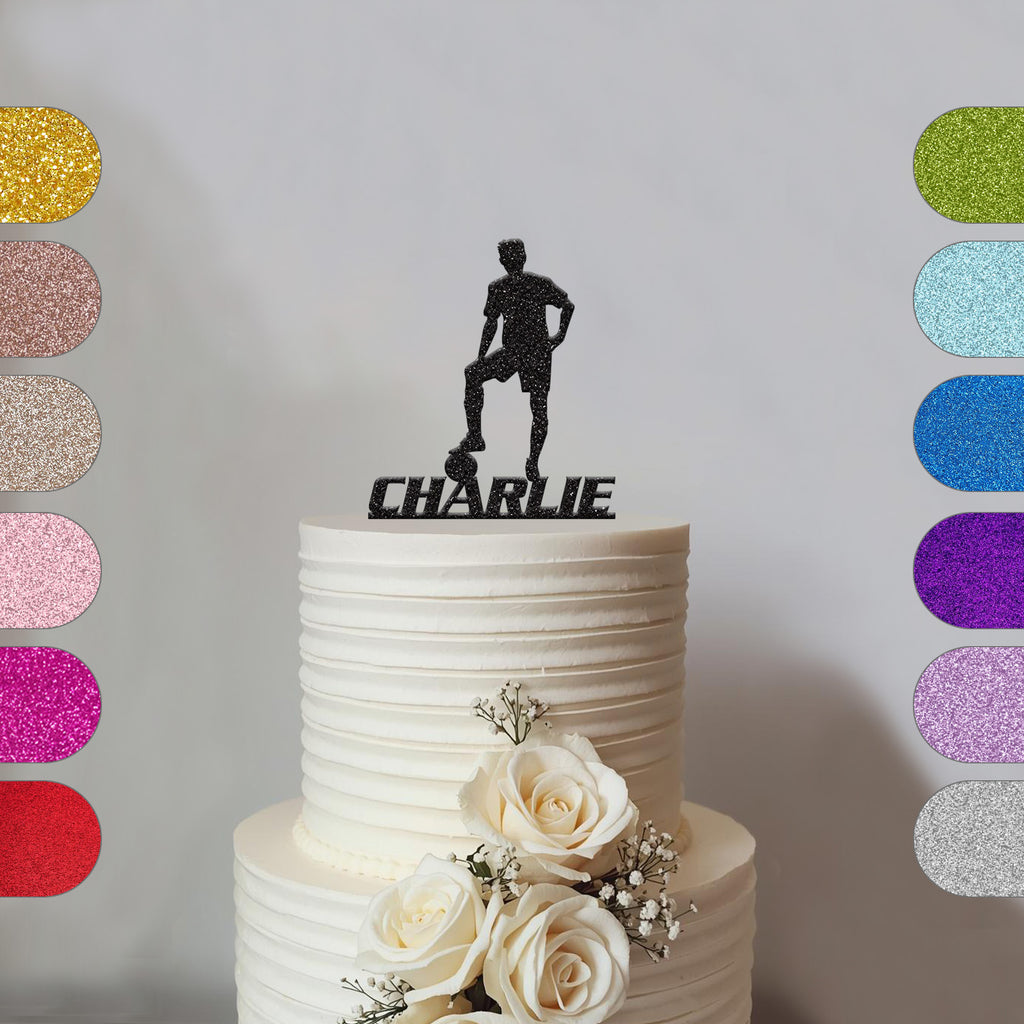 Personalised Footballer Foot on Ball Cake Topper – Name - hero