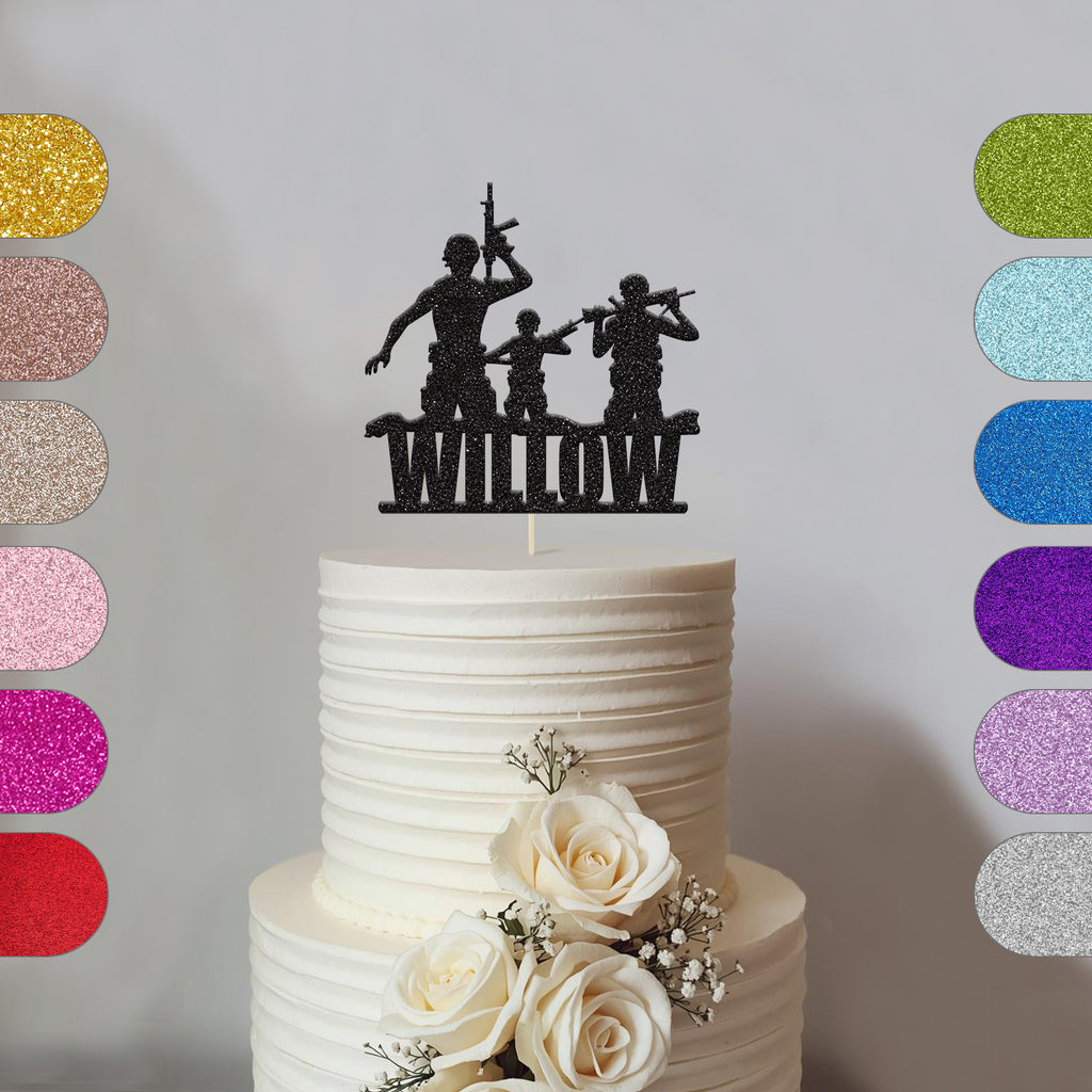 Personalised Three Soldiers Birthday Cake Topper – Name - hero