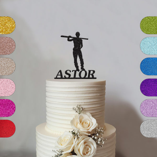 Personalised Builder Carrying Beam Cake Topper – Name - hero