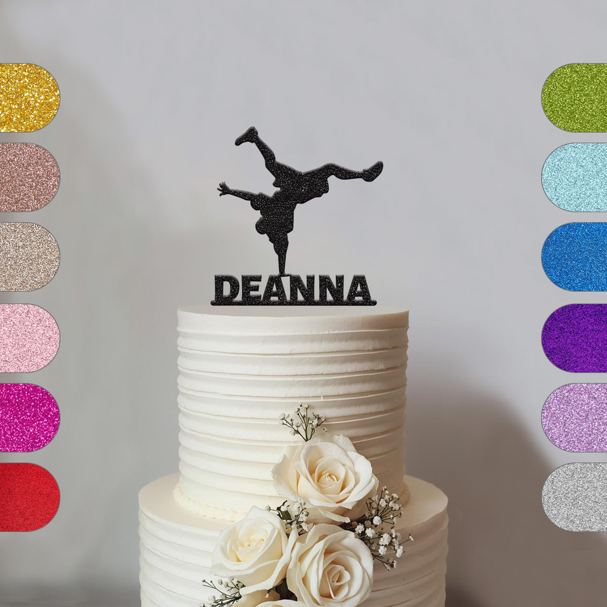 Personalised One-Handed Breakdancer Cake Topper – Name - hero