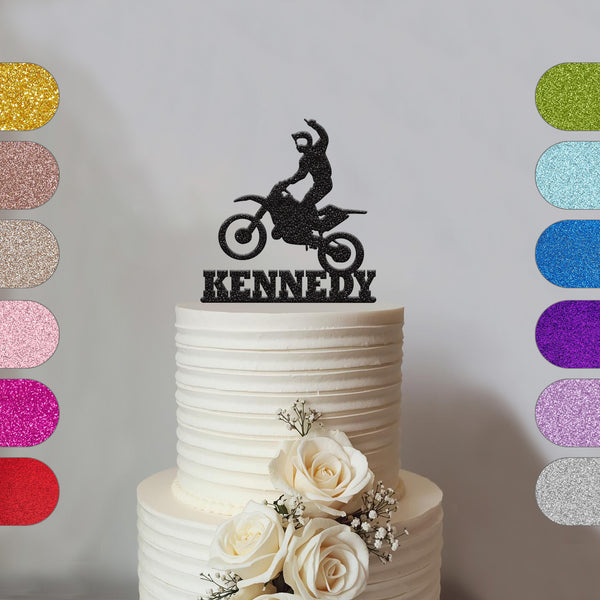Personalised One-Handed Motocross Jump Cake Topper – Name - hero