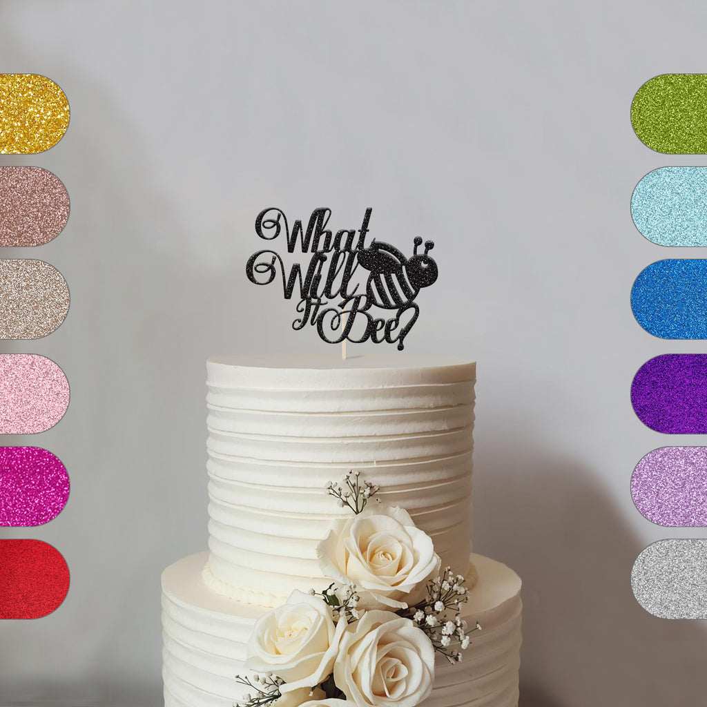 What Will It Bee? Script Bee Cake Topper - hero