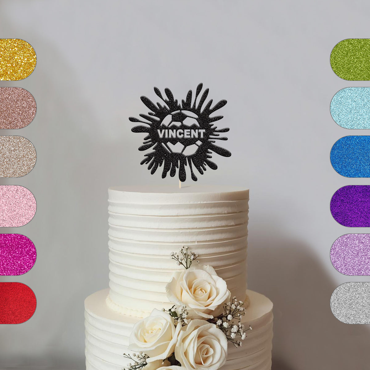 Personalised Football Paint Splash Cake Topper – Name - hero
