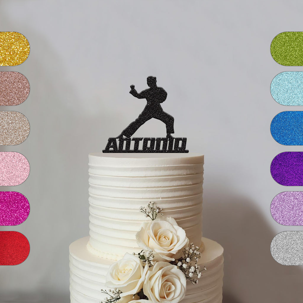 Personalised Karate Punching Stance Cake Topper – Name - hero
