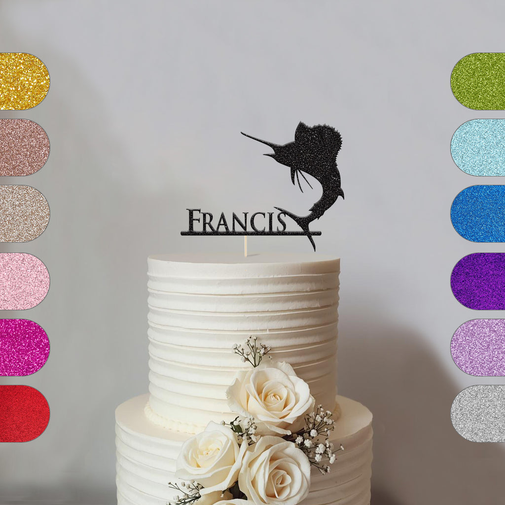 Personalised Leaping Fish Cake Topper – Name - hero