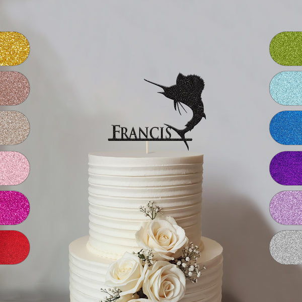 Personalised Leaping Fish Cake Topper – Name - hero