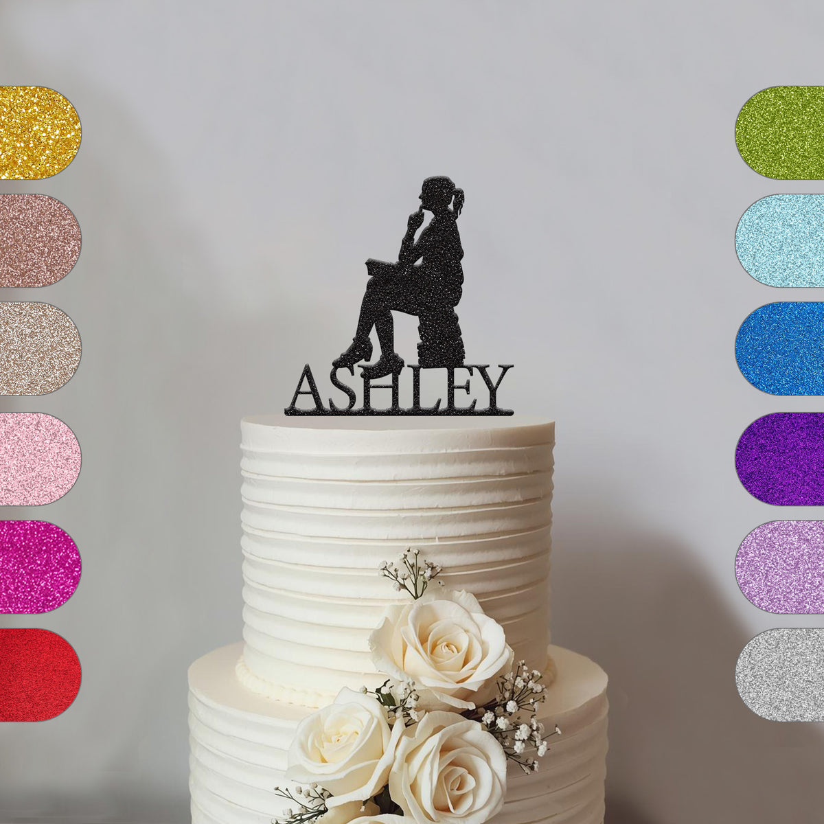 Personalised Reader on Book Stack Cake Topper – Name - hero