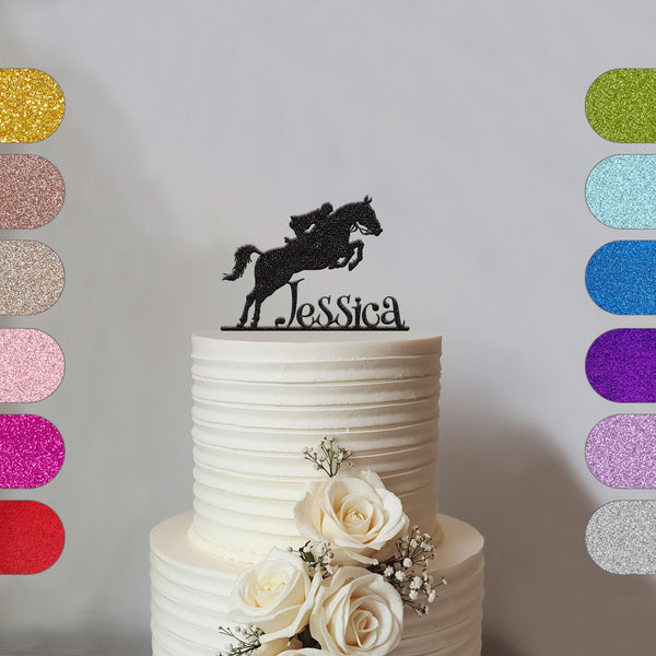 Personalised Show Jumping Horse Cake Topper – Name - hero