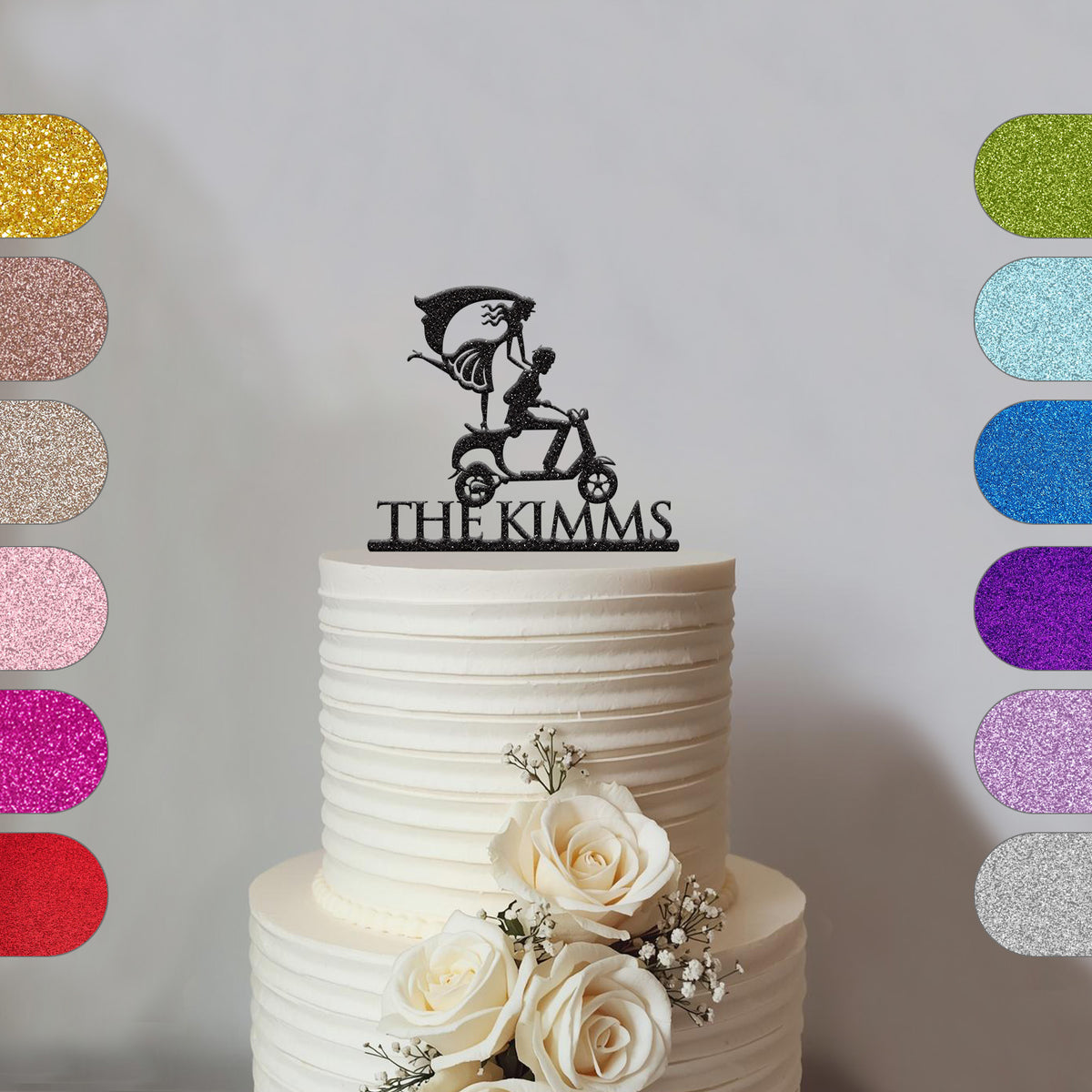 Personalised Scooter Wedding Cake Topper – Surname - hero
