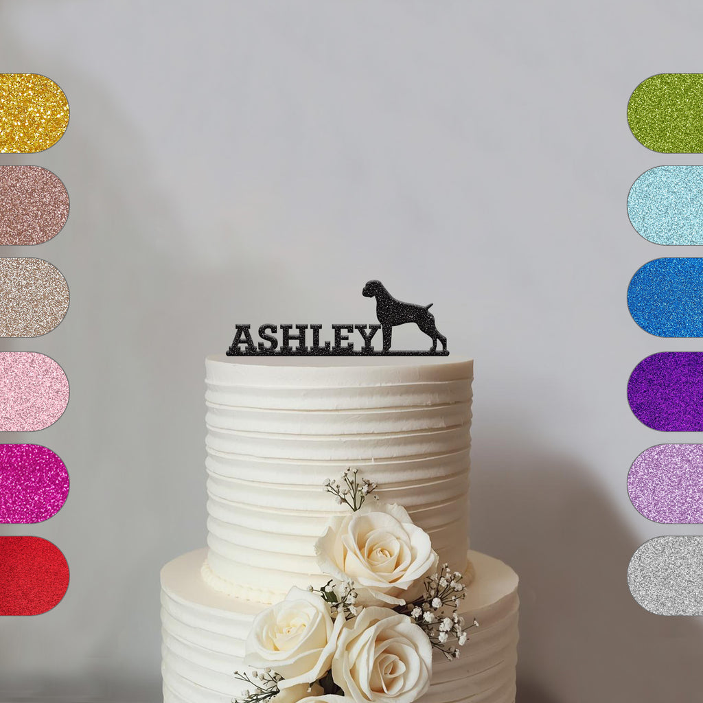 Personalised Standing Dog Silhouette Cake Topper – Name - hero