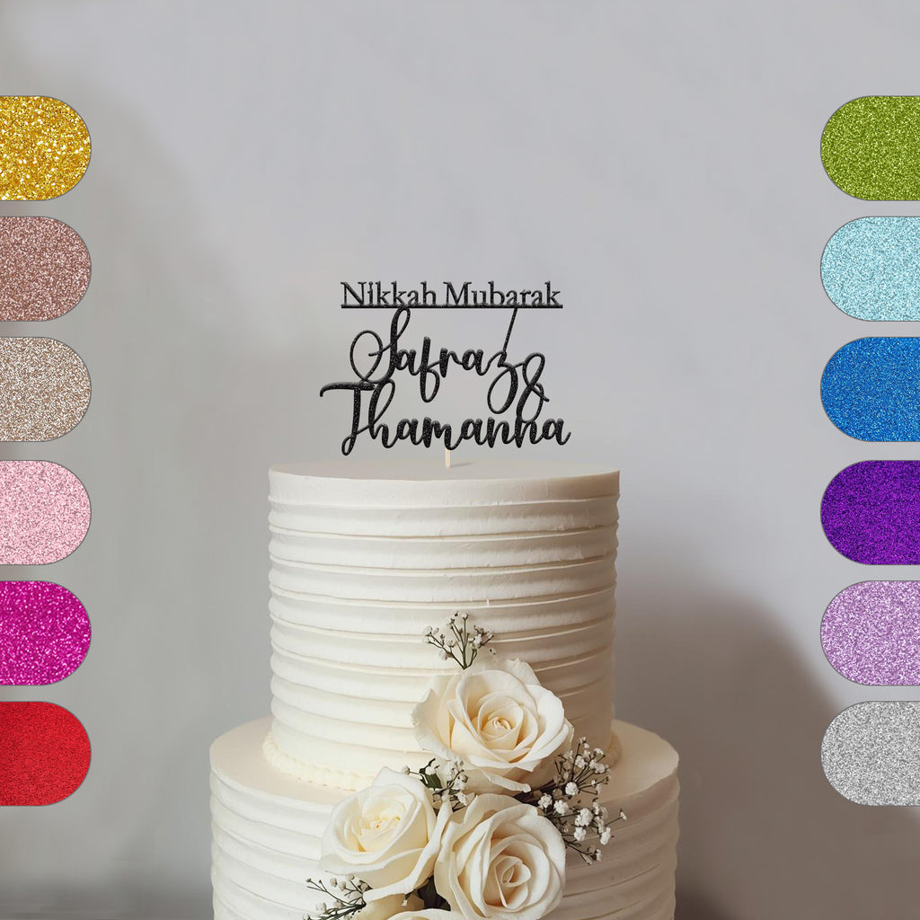 Personalised Nikkah Mubarak Cake Topper – Names - hero