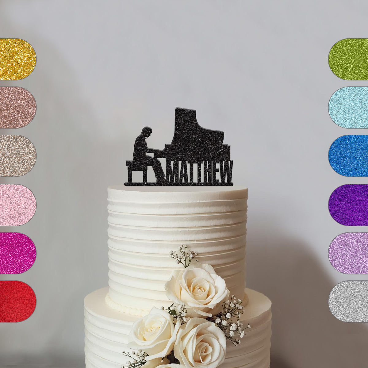 Personalised Grand Piano Player Cake Topper – Name - hero