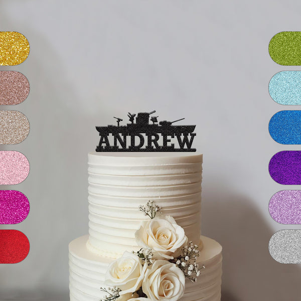 Personalised Warship Cake Topper – Name - hero