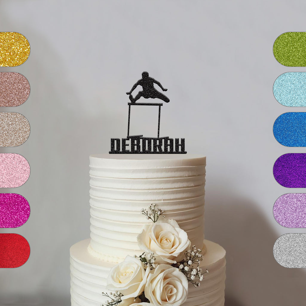 Personalised Hurdles Athlete Cake Topper – Name - hero