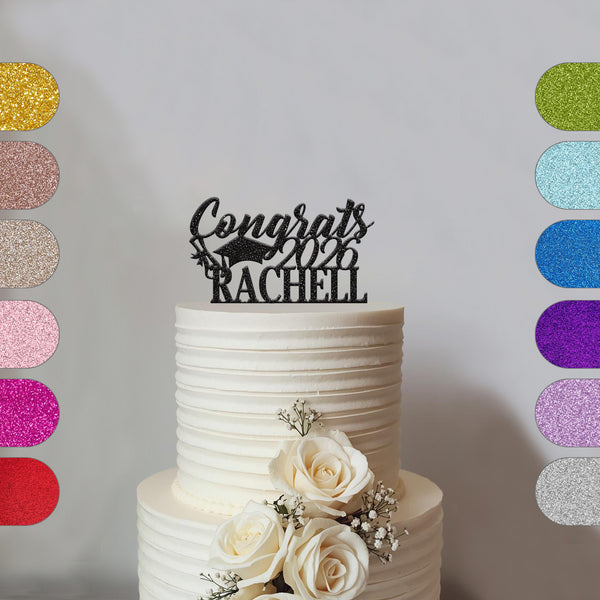 Personalised Congrats Graduation Cap Cake Topper – Name & Year - hero
