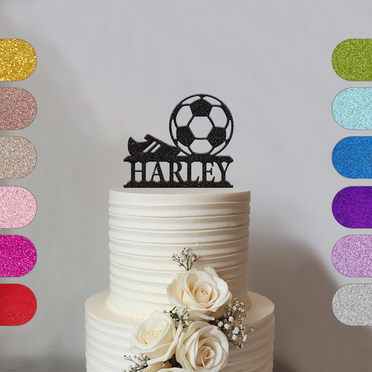 Personalised Football Boot and Ball Cake Topper – Name - hero