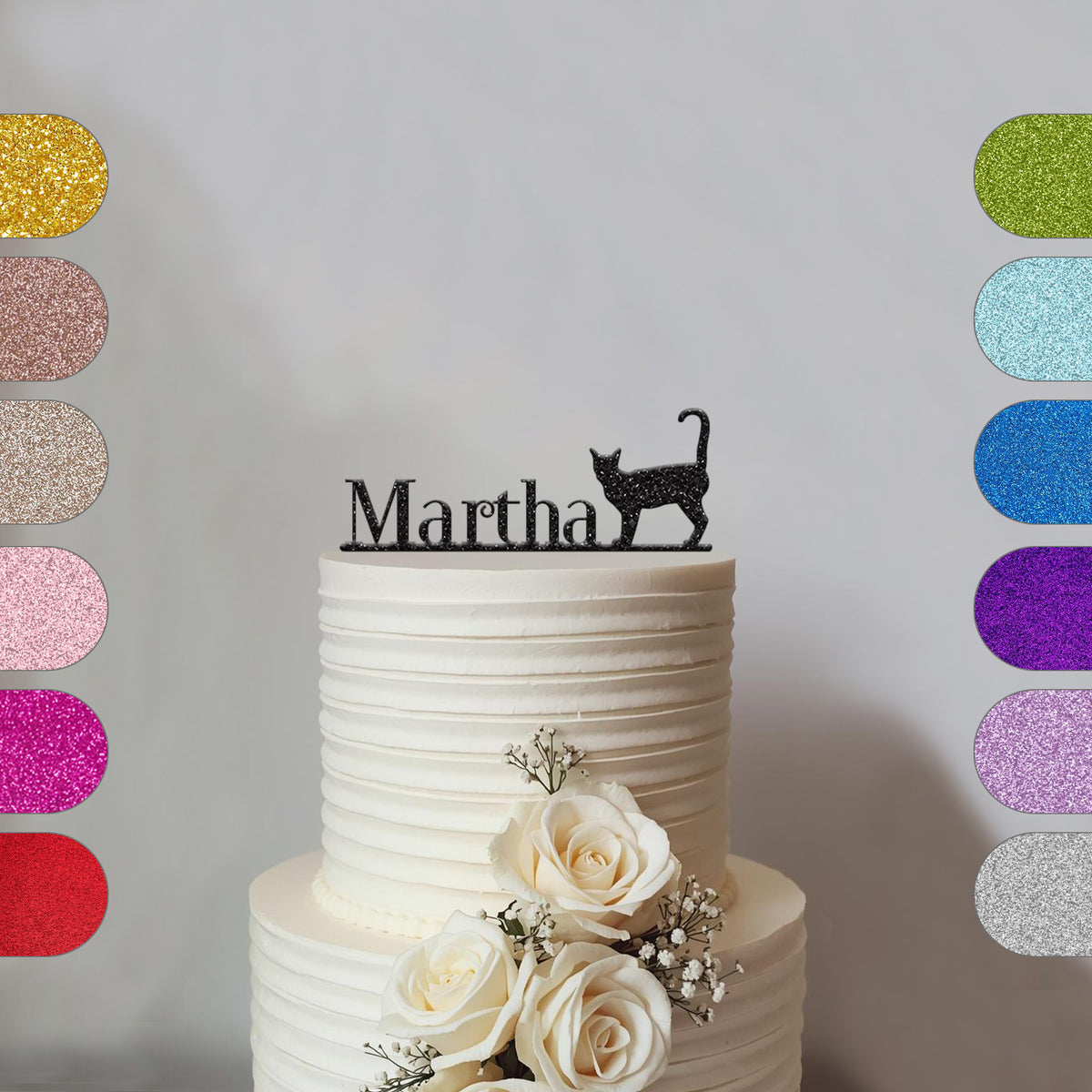 Personalised Standing Cat Cake Topper – Name - hero
