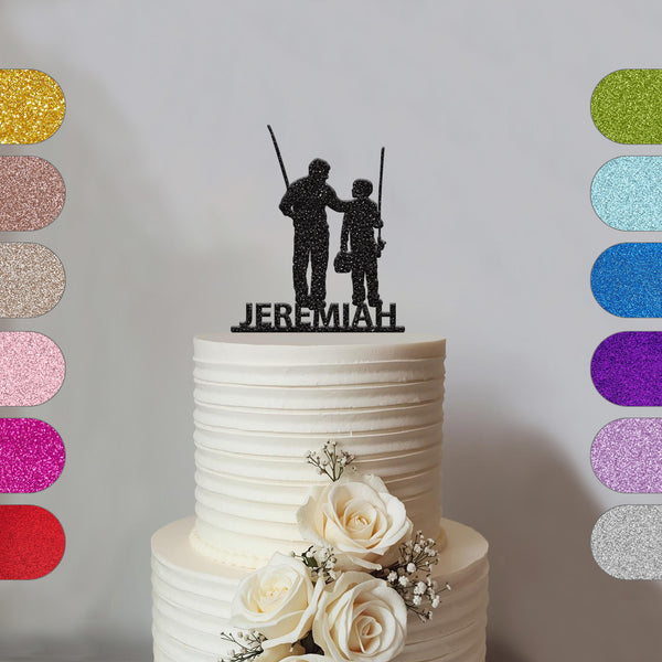 Personalised Father and Son Fishing Cake Topper – Name - hero