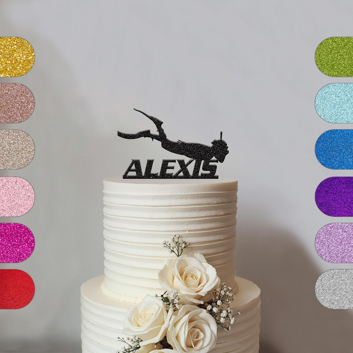 Personalised Snorkeller Cake Topper – Name - hero