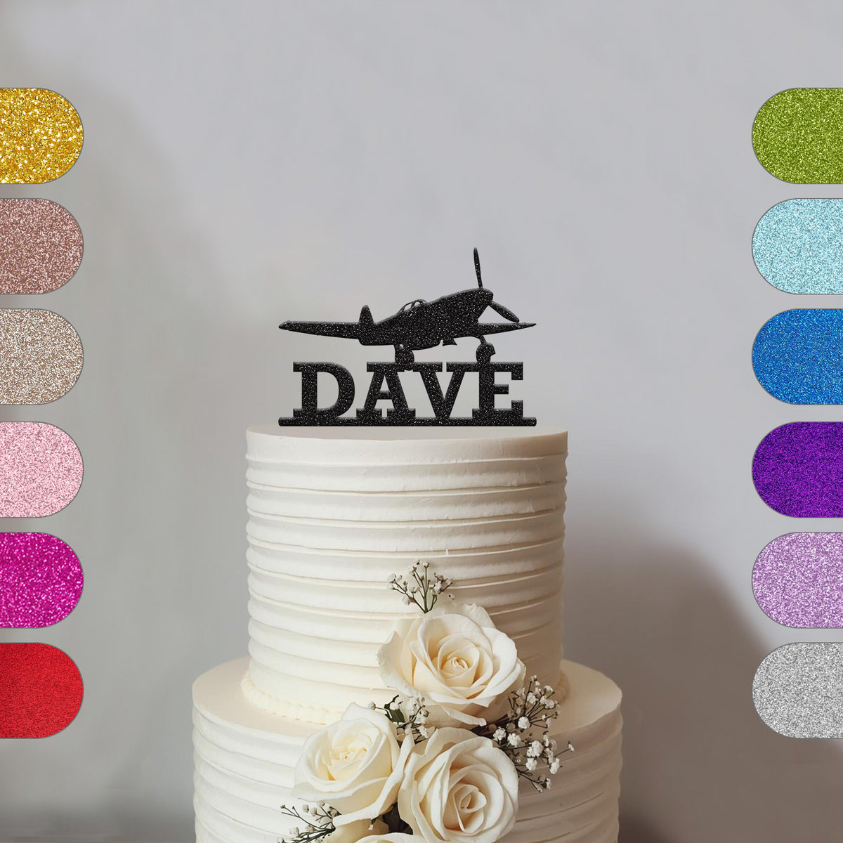 Personalised Propeller Plane Cake Topper – Name - hero