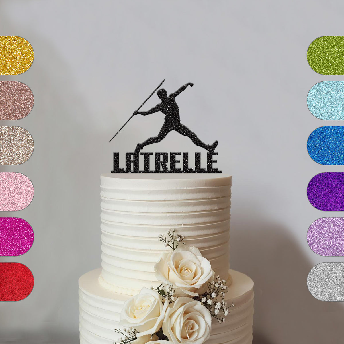 Personalised Javelin Thrower Cake Topper – Name - hero