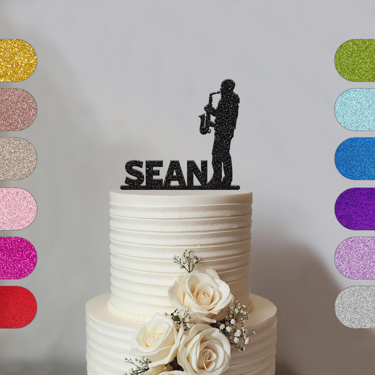 Personalised Saxophone Player Cake Topper with Name - hero