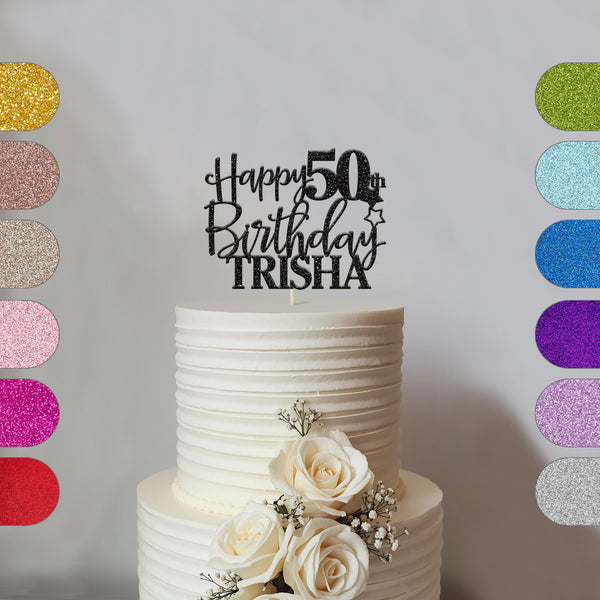 Personalised Birthday Stars Cake Topper Any Age and Name - hero