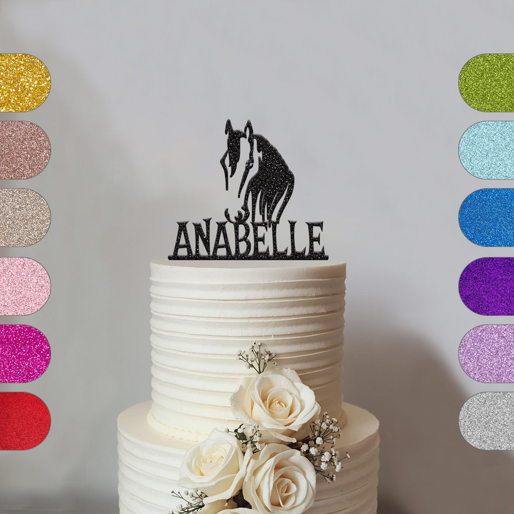 Personalised Horse Head Cake Topper with Name - hero
