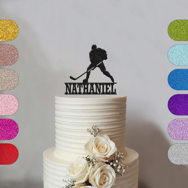 Personalised Ice Hockey Cake Topper with Name - hero