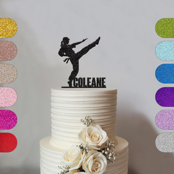 Personalised Karate Cake Topper with Name - hero