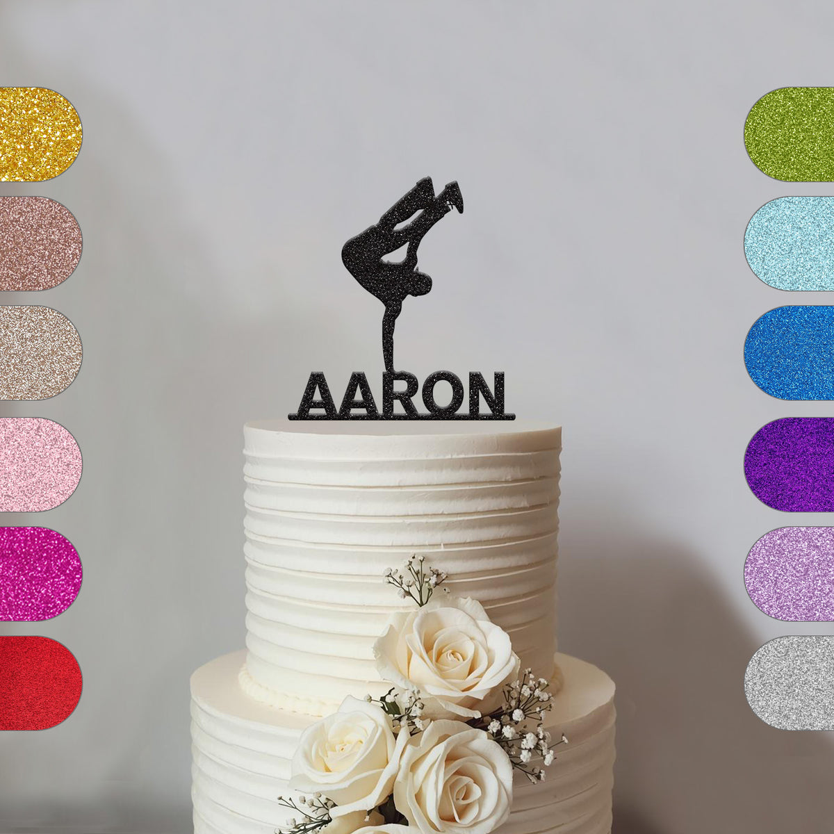 Personalised Breakdancer Cake Topper with Name - hero
