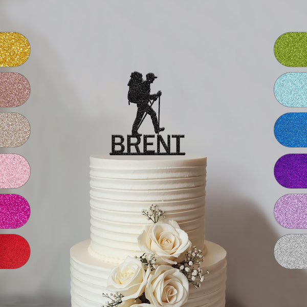 Personalised Hiking Cake Topper with Name - hero
