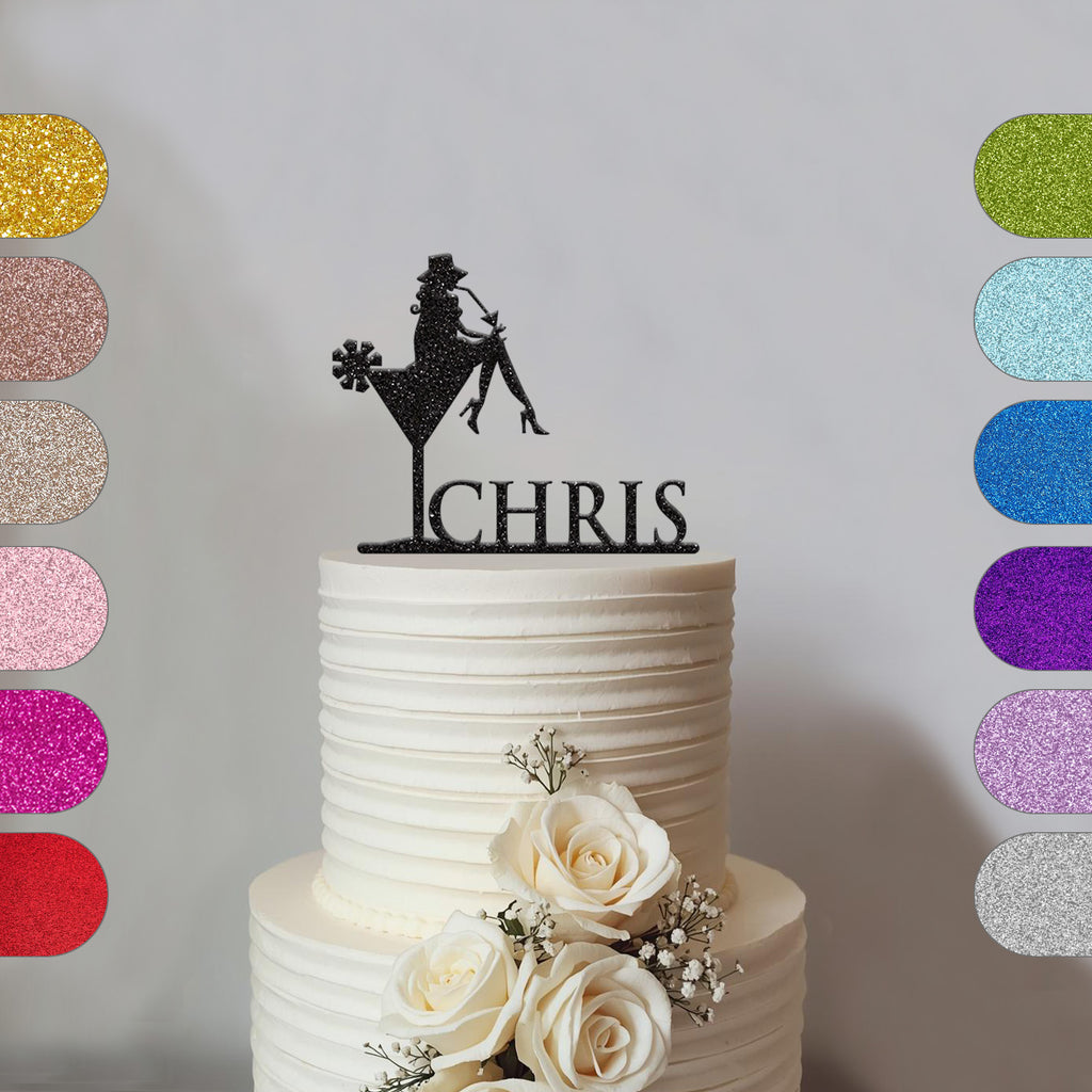 Personalised Cocktail Girl Cake Topper with Name - hero