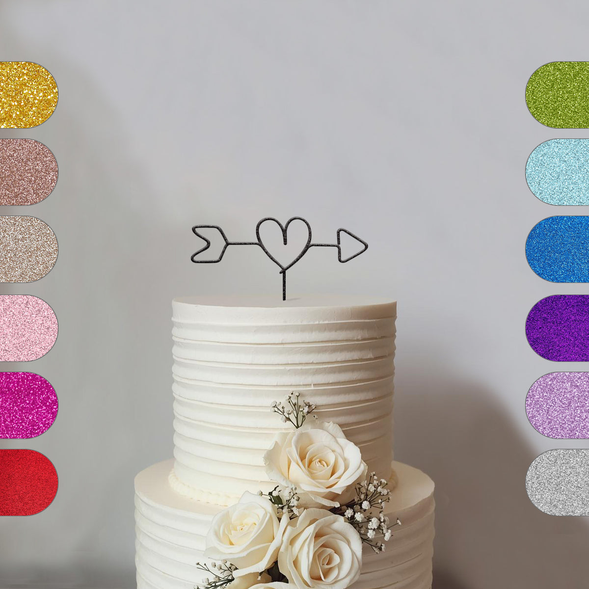 Heart and Arrow Wedding Cake Topper - hero