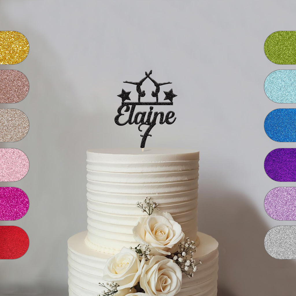 Personalised Gymnastics Birthday Cake Topper Any Age and Name - hero