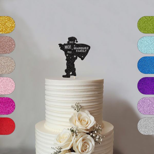 Personalised Santa Christmas Cake Topper with Family Name - hero