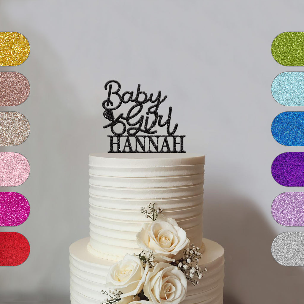 Personalised Baby Girl Cake Topper with Name - hero