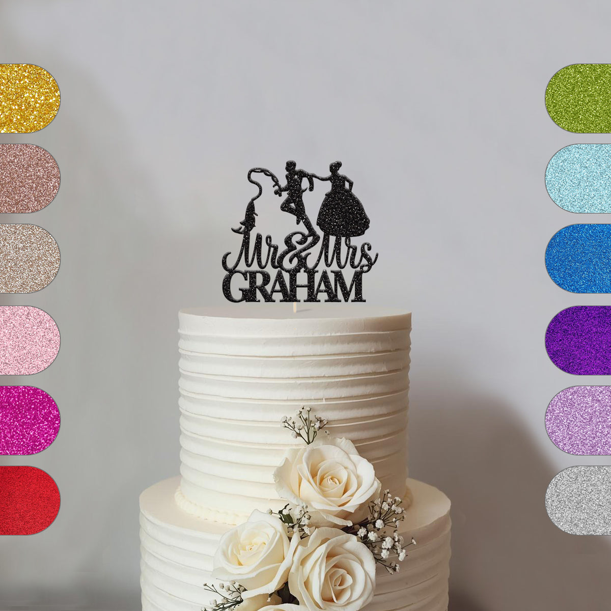 Personalised Fishing Couple Wedding Cake Topper with Surname - hero