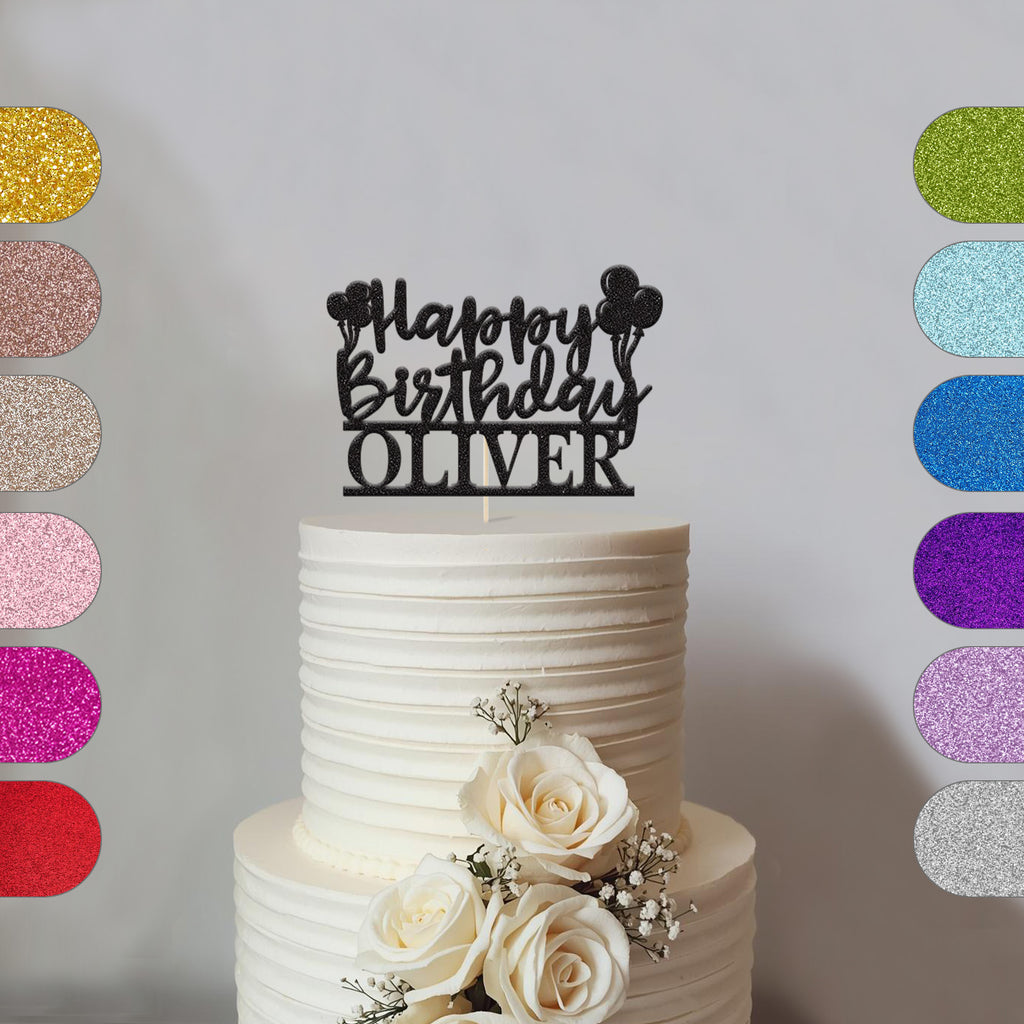 Personalised Birthday Balloon Bunches Cake Topper – Name - hero