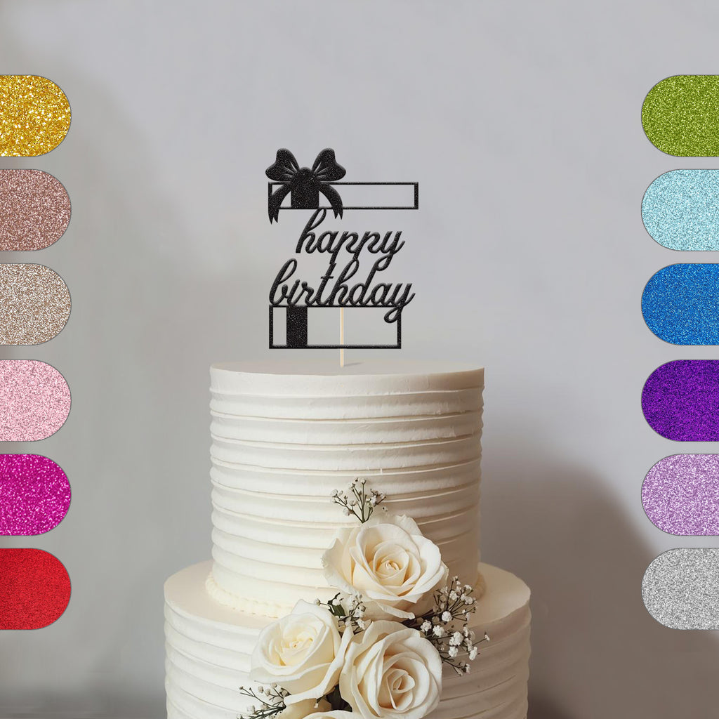 Happy Birthday Gift Box Cake Topper - hero