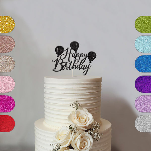 Happy Birthday Three Balloons Cake Topper - hero
