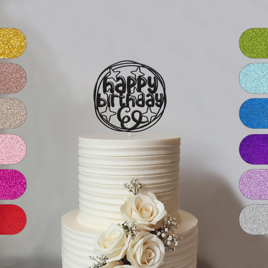 Personalised Stars and Circles Birthday Cake Topper Any Age - hero