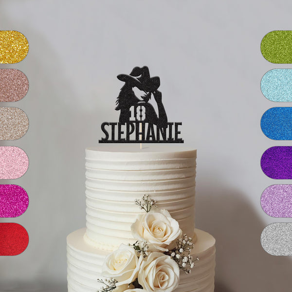 Personalised Cowgirl Birthday Cake Topper Any Age and Name - hero